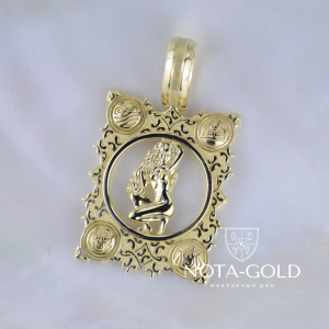 Кулон подвеска знак зодиака Дева из жёлтого золота (Вес: 14,5 гр.)