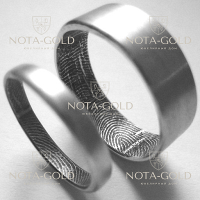 Обручальные кольца с отпечатками пальцев внутри кольца на заказ (Вес пары: 13 гр.)