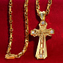 Нательный крупный крест из желтого золота с бриллиантами (Вес 21 гр.)
