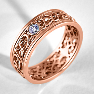 Кольцо на рождение мальчика СПАСИБО ЗА СЫНА из золота с бриллиантом (Вес: 4 гр.)