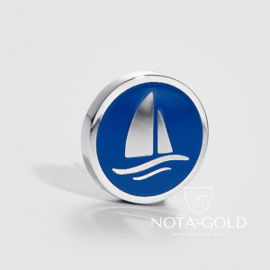 Значок Парусник из серебра с эмалью (Вес 2 гр.)