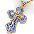 Большой плоский мужской крест из золота с ажурной накладкой и эмалью (Вес: 22 гр.)