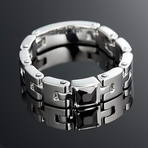 Платиновое кольцо из браслетных звеньев с чёрным бриллиантом (Вес 12,3 гр.)