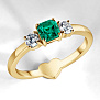 Женское золотое кольцо с бриллиантами и изумрудом (Вес 3,3 гр.)