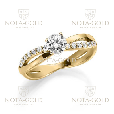 Помолвочное кольцо бесконечность из жёлтого золота с бриллиантами 0,49 карат (Вес: 4 гр.)