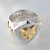 Эксклюзивное именное мужское кольцо-печатка Кот на заказ из жёлто-белого золота с гравировкой и гранатом (Вес: 28,5 гр.)