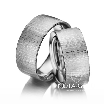 Фактурные плоские обручальные кольца с необычным дизайном на заказ (Вес пары: 22 гр.)