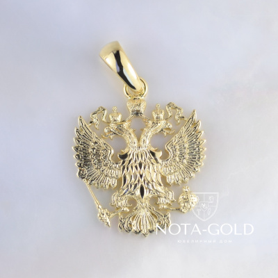 Кулон-подвеска Двуглавый орёл из жёлтого золота на заказ (Вес: 4 гр.)