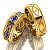 Обручальные кольца Элеганс с бриллиантами, сапфирами и эмалью из жёлтого золота (Вес пары: 12,5 гр.)