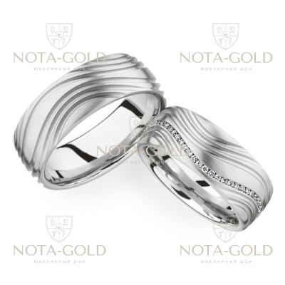 Обручальные кольца из серебра / белого золота на заказ в растительном стиле i691 (Вес пары: 13 гр.)