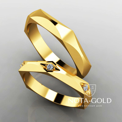 Обручальные кольца Аспект с бриллиантами в женском кольце (Вес пары: 7 гр.)