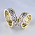 Двухцветные обручальные кольца из золота с датой свадьбы, бриллиантом и гравировкой unum sempiternum (вместе навсегда) (Вес пары 12 гр.)