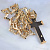 Нательный золотой крест из дерева Эбен с распятием на цепочке плетение Шикана Малая (Вес: 38,5 гр.)