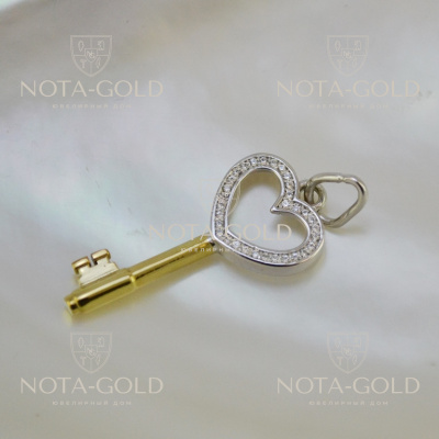 Подвеска - кулон золотой ключик с бриллиантами (Вес: 2,5 гр.)