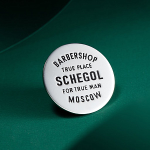 Значок Barbershop Schegol из белого золота с черной эмалью (Вес 7 гр.)