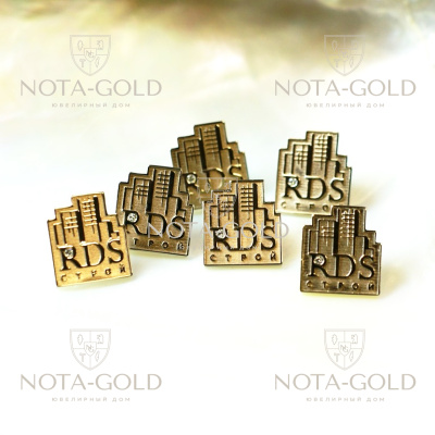 Золотые значки с бриллиантами 585 пробы на заказ для Компании