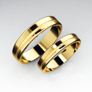 Обручальные кольца Баланс с бриллиантом в женском кольце (Вес пары: 6 гр.)