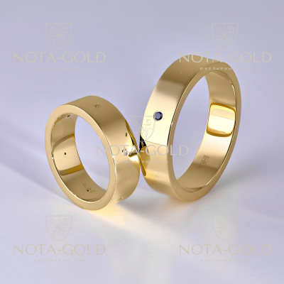Обручальные кольца из желтого золота с бриллиантами (Вес пары 19 гр.)