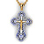 Большой плоский мужской крест из золота с ажурной накладкой и эмалью (Вес: 22 гр.)