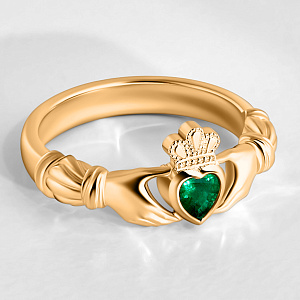 Золотое кладдахское кольцо с изумрудом (Вес: 5 гр.)