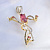 Ювелирный крест из жёлтого золота с рубином, сапфирами и бриллиантами (Вес: 8 гр.)