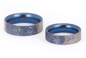 Обручальные кольца с отпечатками пальцев  на заказ (Вес пары: 13гр.)