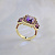 Женское кольцо из жёлтого золота с рубинами, родолитами и аметистом (Вес: 7 гр.)