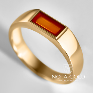 Перстень из желтого золота с рубином прямоугольной огранки (Вес 5,2 гр.)