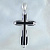 Мужской крестик из родированного серебра с чёрной эмалью и фианитами без распятия (Вес: 9,7 гр.)