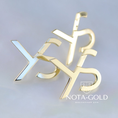 Нагрудные золотые корпоративные значки из жёлтого золота с логотипом компании (Вес 2 гр.)