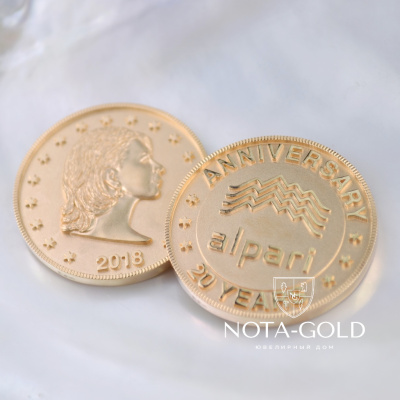 Подарочные медали из красного золота к юбилею компании (Вес: 41,5 гр.)