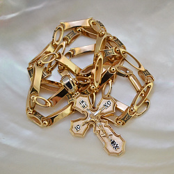 Золотая цепочка (Вес 43 гр.) с крестиком (Вес 11 гр.) из красного и белого золота