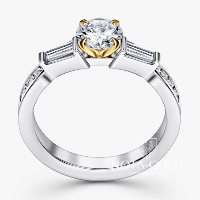 Женское кольцо Луч солнца из двух видов золота с бриллиантами (Вес 4 гр.)