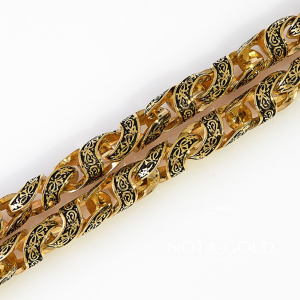 Цепочка Моцарт из желтого золота с чернением (Вес 60,6 гр.)