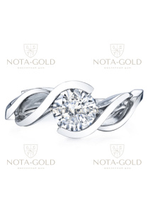 Помолвочное кольцо с крупным бриллиантом 0,5 карат (Вес:4,5 гр.)
