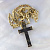 Нательный золотой крест из дерева Эбен и жёлто-белого золота на цепочке плетение Якорь 2+1 (Вес: 37 гр.)