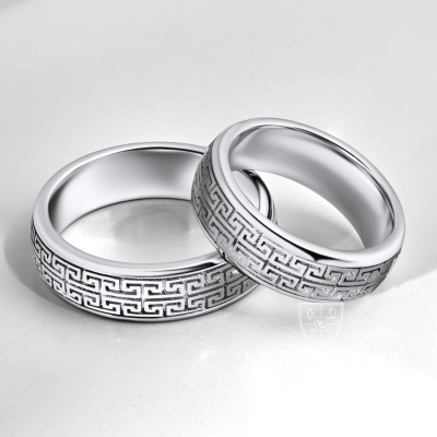 Обручальные кольца из серебра с греческим орнаментом (Вес пары 12 гр.)