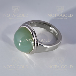 Женское кольцо из белого золота с зелёным камнем Клиента (Вес 5,5 гр.)