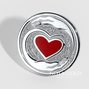 Значок Сердце из серебра с эмалью (Вес 1,9 гр.)