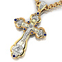Золотой эксклюзивный православный крест с сапфирами Распятие Иисуса Христа и лик Божья Матерь (Вес: 36 гр.)