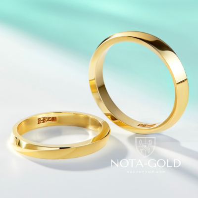Узкие обручальные кольца из желтого золота (Вес пары 10 гр.)