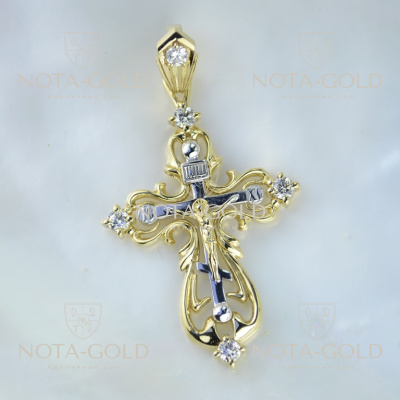 Крест из золота с бриллиантами на заказ (Вес: 9 гр.)