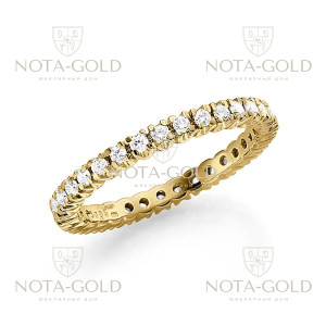 Помолвочное кольцо из жёлтого золота с бриллиантами 0,75 карат по окружности (Вес: 3 гр.)