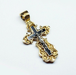 Большой мужской православный крест из золота с чёрной эмалью (Вес: 18 гр.)