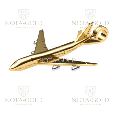 Кулон - Подвеска в виде самолета боинг (Boeing 747) из золота (Вес: 3,5 гр.)