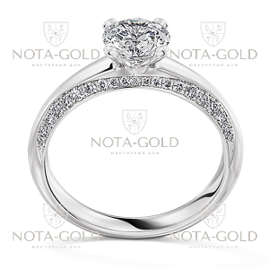 Помолвочное кольцо из белого золота с бриллиантами 0,76 карат (Вес: 4 гр.)