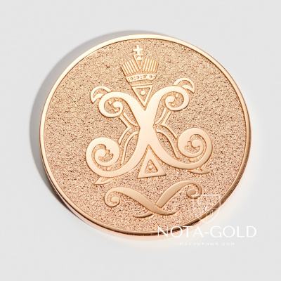 Подарочная монета медалька из красного золота (Вес 17 гр.)