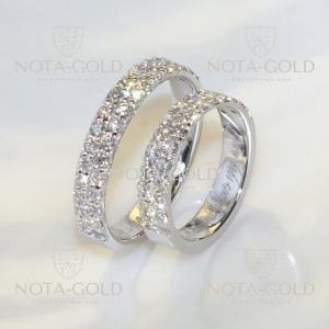 Парные обручальные кольца с бриллиантами и гравировкой (Вес пары: 11гр.)