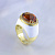 Эксклюзивный перстень из жёлтого золота с гранатом, бриллиантами и белой эмалью (Вес: 15,5 гр.)