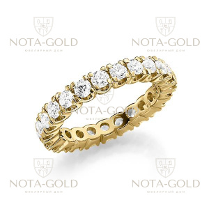 Женское кольцо с 23 бриллиантами по всей окружности из желтого золота 0,69 карат (Вес: 3 гр.)